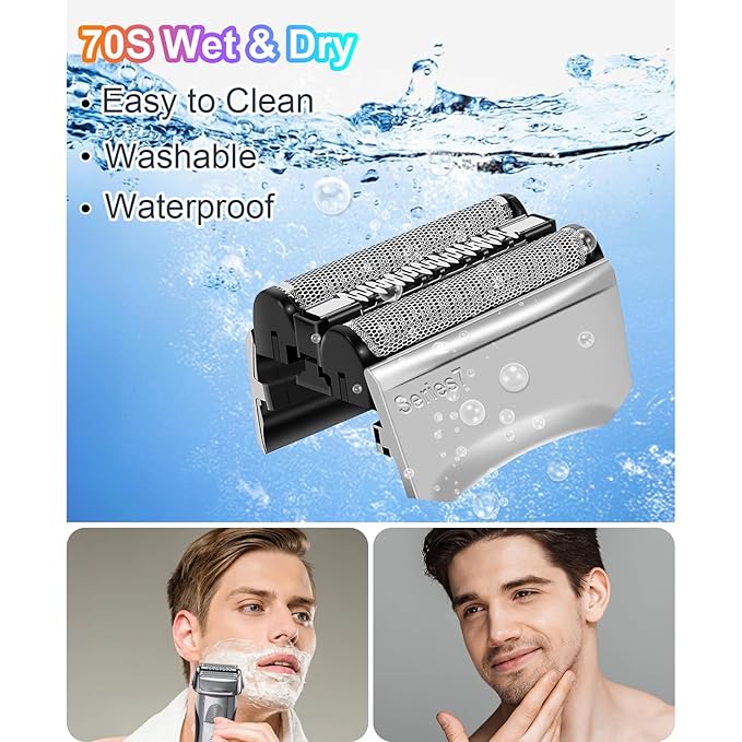 70S Electric Shaver Head Replacement Part Compatible with Braun Series 7 70S Electric Shaver Head Replacement (3 Pack)