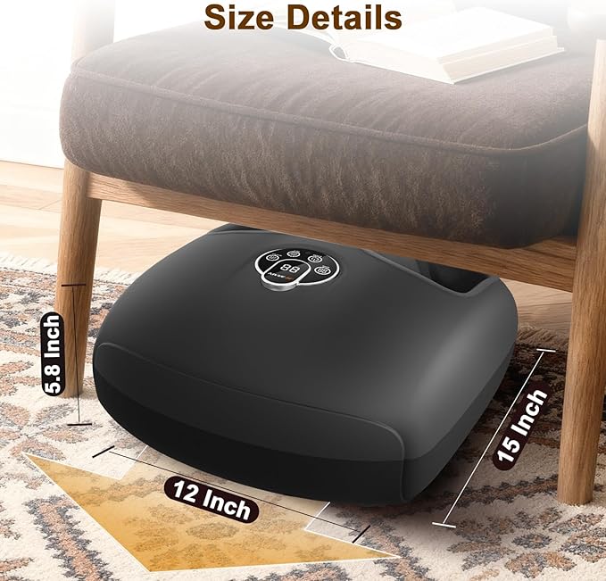 Shiatsu Foot Massager Machine with Heat : Deep Kneading Foot Massager with Vibration &amp Compression for Plantar Fasciitis &amp Neuropathy - for Women &amp MenRelax for Home Office Use (Black)