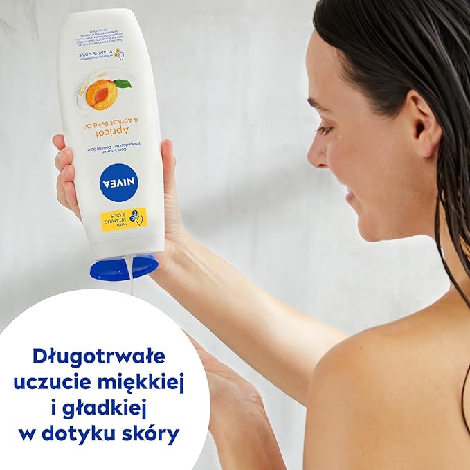 NIVEA Apricot &amp Apricot Seed Oil Nourishing Shower Gel for Women and Men 500 ml Mild Daily Body Cleanser with Vitamins C &amp E pH-Balanced Hydrating Formula for Smooth Skin