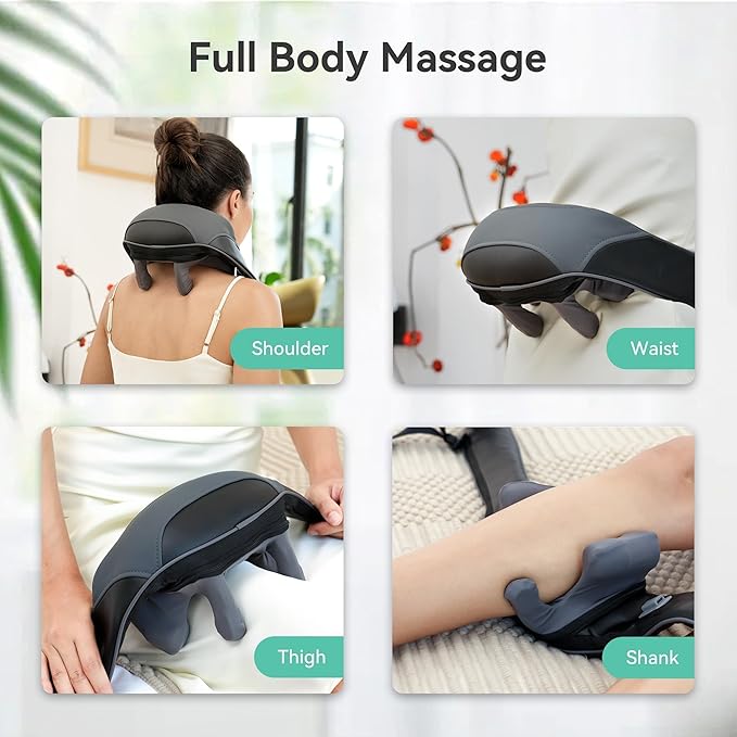 Snailax Cordless Neck Massager with Heat for Pain Relief Deep Tissue 4D Kneading Mothers Day Gifts Rechargeable Shiatsu Back Neck Massager for Neck Shoulders Back