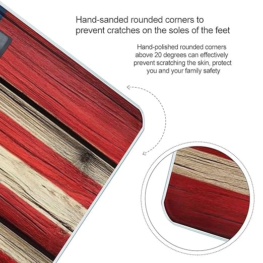 Automatic Switch Digital Bathroom Weighing Scale Smart Scale for Body Weight Vintage Wooden American Flag