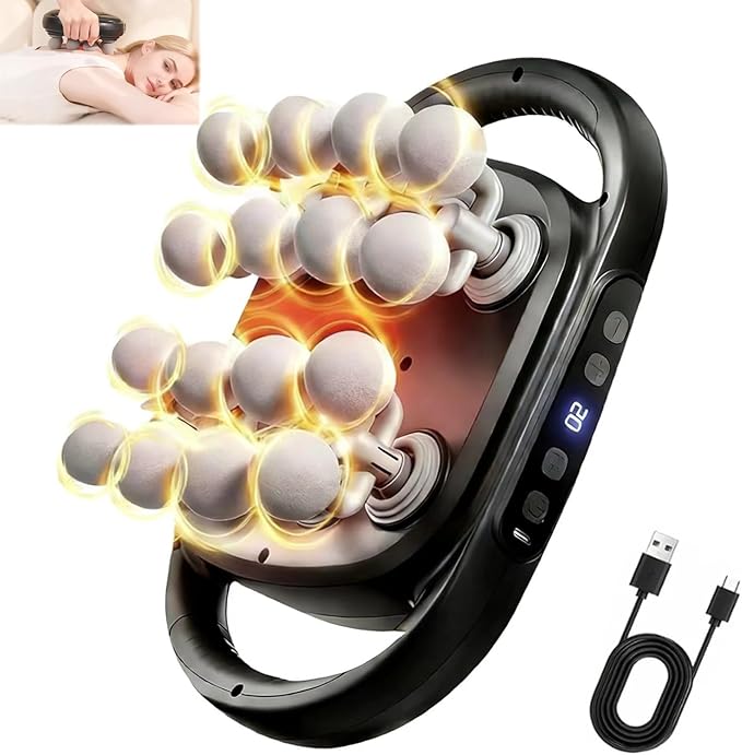 16 Head Massage Gun Deep Tissue Back Massager for Pain Relief Muscle Massager 9 Modes 20 Levels for Fitness Running Work Shoulder Waist Thigh Muscle Relaxation Gift for Women Men Moms Dads