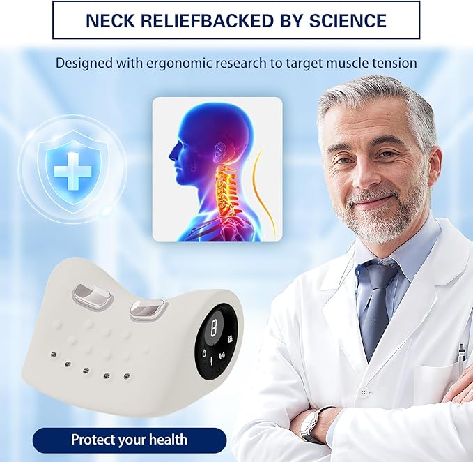 Neck Massager with Vibration Function 3 Modes Neck and Shoulder Relaxer Pillow with Heat 26°Angle Cervical Traction Device Massager with Heat for Pain Relief Deep Tissue