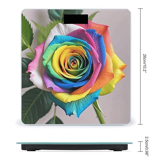 Rainbow Rose Scale for Body Weight Digital Bathroom Scale Toughened Glass High Precision Scales for Body Weight with Large LCD Backlight Display Weight Scales