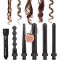 NuMe Lustrum 5 in 1 Tourmaline Ceramic Curling Wand Set with Interchangeable Barrels Digital Display Automatic Shutoff Feature. Heat Up to 410°F
