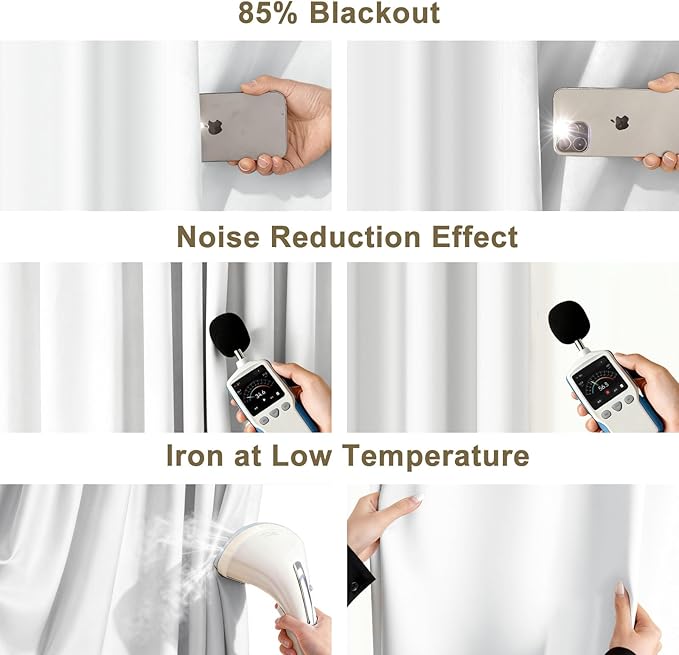 Pinch Pleated Curtains Blackout Two Pages Pinch Pleated Drapes for Bedroom Living RoomBlack Liner Thermal Insulated Draperies with Hooks&ampCurtain Ring W40 x H84 Inch Greyish White