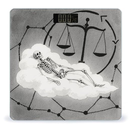 Black and White Romantic Constellation Skeleton Weight Scale Large Bathroom Scales Digital Weight with Bright LED Display Non Slip Automatic Weighing Scale Fashion Weighing Machine for Body