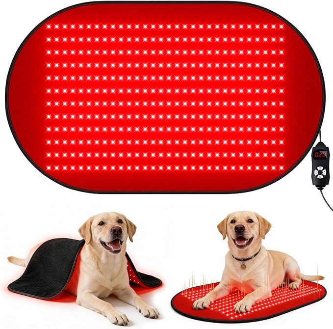 Red Light Therapy Mat for Dogs 23.6 x 39.4 Inches Pet Light Therapy Mat 360 LED Beads 660nm &amp 880nm Light Timer and Controller for Dog Back Waist Legs