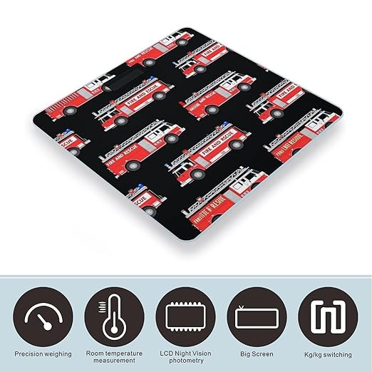 Smart Scale for Body Weight Automatic Switch Digital Bathroom Weighing Scale Cute Cartoon Fire Truck