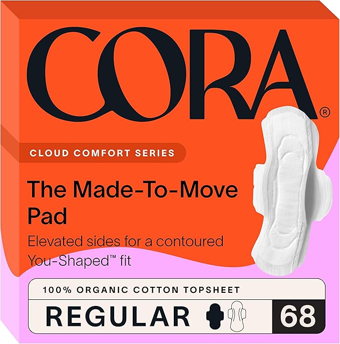 Cora 100% Organic Cotton Topsheet Pads (68 Made to Move Regular Pads)