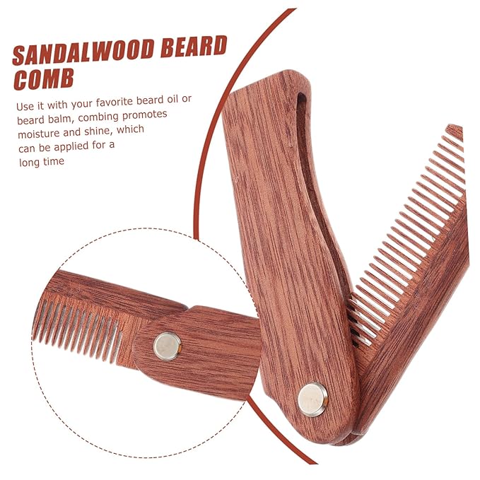 Beaupretty 3pcs Folding Mustache Comb Beard Brush Portable Hair Tool Household Use Hair Supply