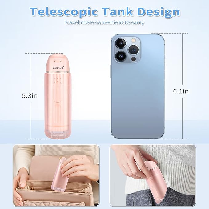 Water FlosserVinmax Portable Cordless Water Flossers for Teeth 3 Modes &amp IPX7 WaterproofMini Rechargeable Home &amp Travel Water Flossers4 Jet TipsBraces Bridges Care.Blue (Pink)
