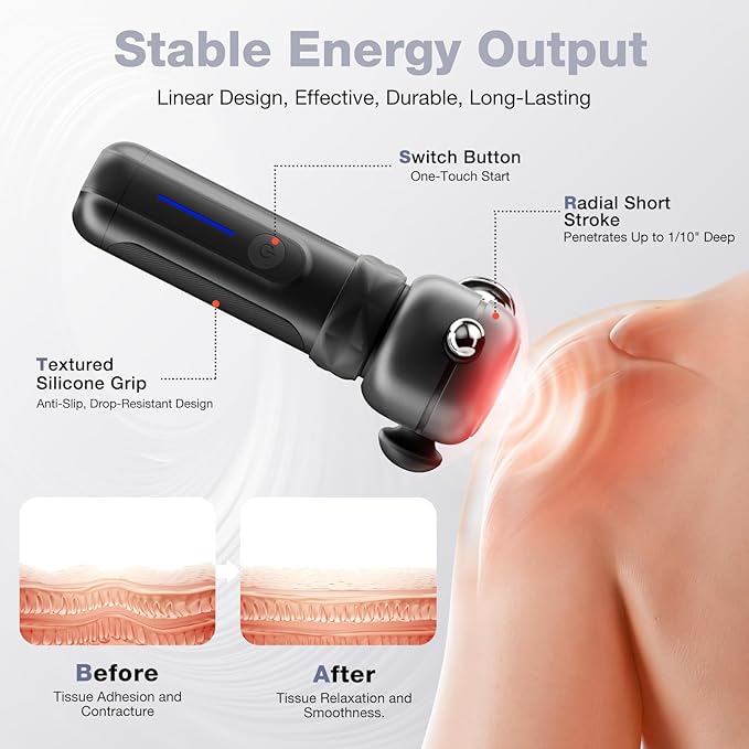 HYAKO SE Muscle Therapy Massage Gun - Deep Tissue Vibration Massager Non-Invasive Design for Full-Body Care Pain Relief for Back Neck Leg Shoulder – Gifts for Men and Women (Black)