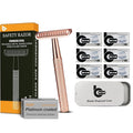 Rose Gold Stainless Steel Safety Razor with Razor Blade Disposal Container
