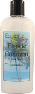 Eclectic Lady Liquid Pearl Body Wash - Exotic Coconut Scent 3-in-1 Use For Bubble Bath Hand Soap &amp Body Wash Phthalate-Free Exotic Coconut Fragrance Handcrafted in USA (8 oz)