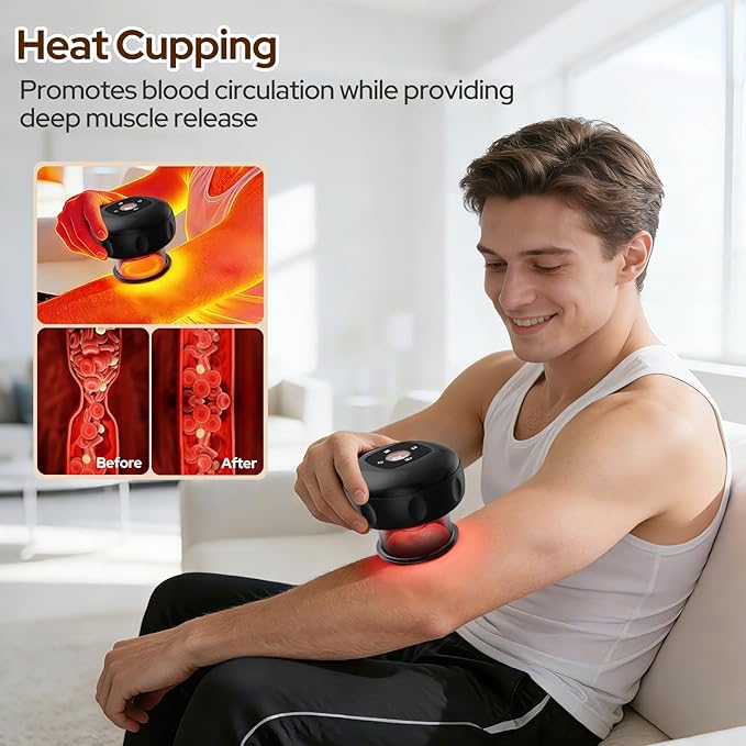 7-in-1 Electric Cupping Set 12 Levels Cupping Kit for Massage Therapy for Targeted Pain Relief Knots Aches Muscle Soreness - 2Pcs(Black)