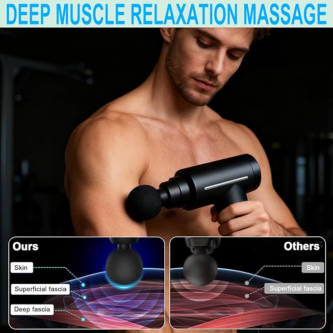 Massage Gun with Heat and ColdDeep Tissue Back Massager Neck Massager for Pain ReliefMuscle Percussion Massage GunHandheld Message Gun with 6 Heads&ampSilentGifts for Men Women Dad