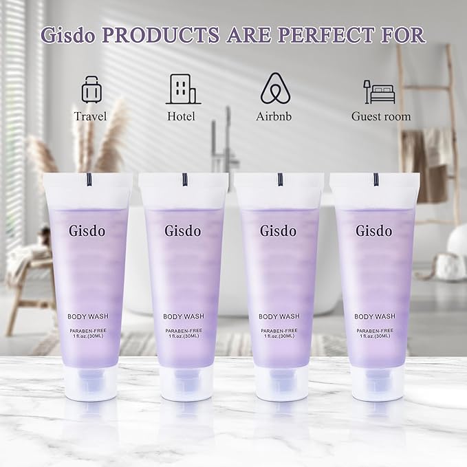 Travel Size Body Wash Bulk (1 fl oz 50 Pack) Refreshing Hotel Body Wash Mini and Small Size Shower Gel Guest Hotel Toiletries in Bulk