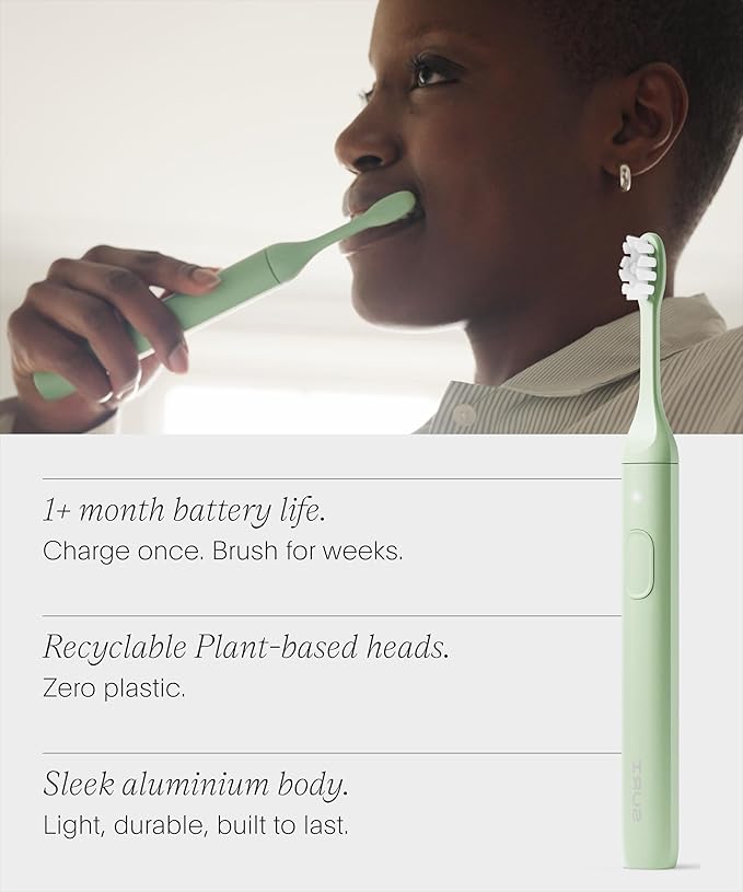 SURI 2.0 New Sonic Electric Toothbrush with Pressure Sensor &amp UV-Cleaning Travel Case | 1 Month+ Battery | Electric Toothbrush for Adults | Travel Toothbrushes | Tooth Brush | Green