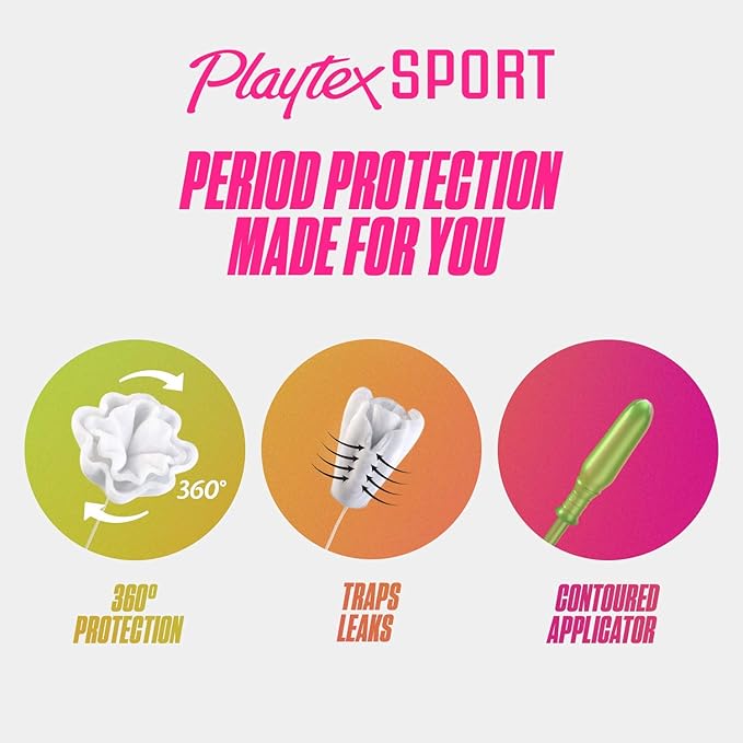 Playtex Sport Tampons Multipack (36ct Regular/36ct Super Absorbency) Fragrance-Free - 72ct (2 Packs of 36ct)