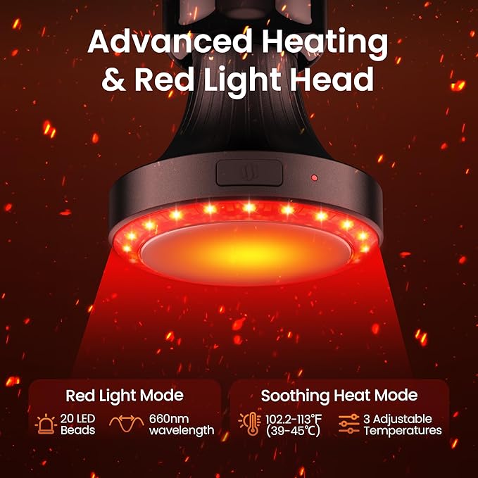 NAPRE 3-in-1 Detachable Massage Gun with HeatMini Massage Gun Deep Tissue with Extension HandlePortable Handheld Percussion Muscle Massager for Back/Neck/BodySmall &amp Quiet5 Heads