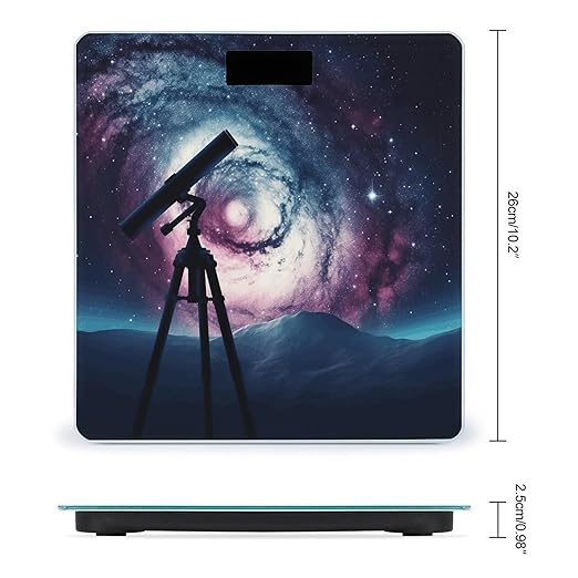Space Galaxy with Telescope Bathroom Scale Rounded Smart Scale for Body Weight Automatic Power On/Off Weight Scales Accurate Bathroom Digital Scales for Pet Home Bedroom Kitchen