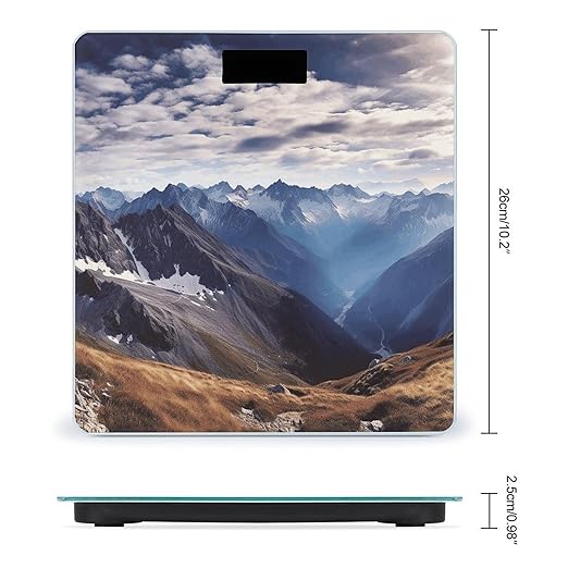 Alps Panorama Scale for Body Weight Anti-Slip Tempered Glass Digital Bathroom Scales Clear LCD Display Weighing Scale Safe Rounded Corners Smart Scales