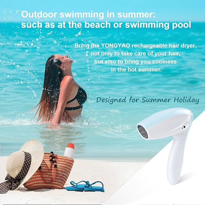 Cordless Hair Dryer - Only Cold Wind Battery Operated Hair Dryer - Rechargeable Portable Hairdryer for Indoor Outdoor Camping Tourism