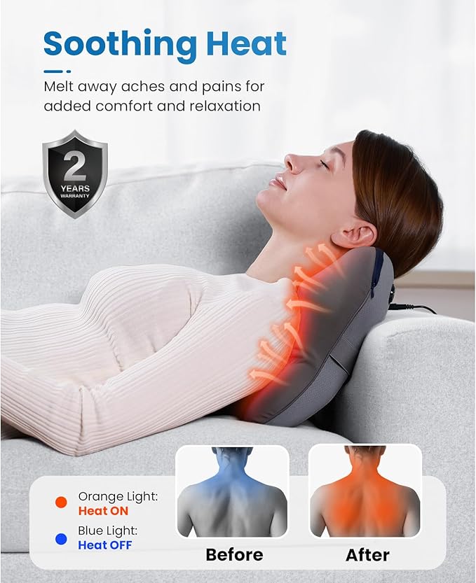 BOB AND BRAD Back Massager with Heat and Remote EZBack Plus Shiatsu Massage Pillow with 3 Level Kneading Deep Tissue Massage for Neck Shoulder Leg Upper &amp Lower Back Pain Relief FSA Eligible