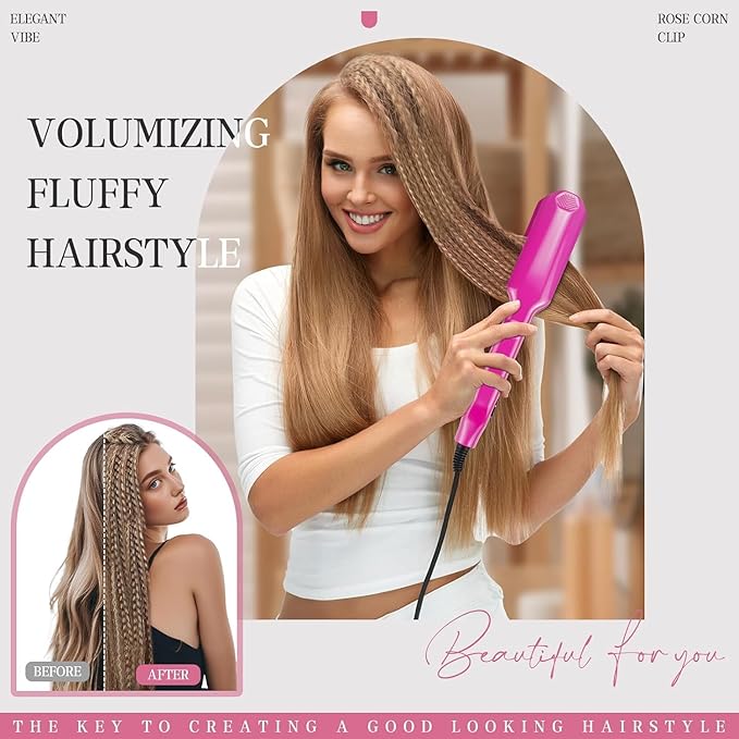 Hair Volumizing IronHair Crimpers Professional Crimping Iron with 5 Gear Heat Setting Wide Plate Styling Tools for Fluffy Hairstyer