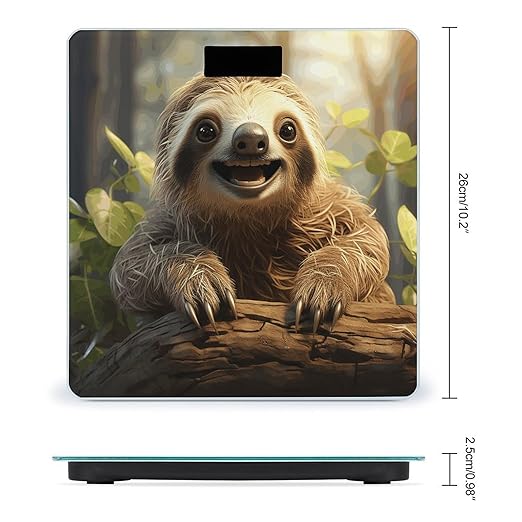 Cartoon Sloth Scale for Body Weight Highly Accurate Digital Bathroom Scale Sturdy Tempered Glass Weighing Scales with LCD Display Fashion Body Fat Smart Scales 400lb