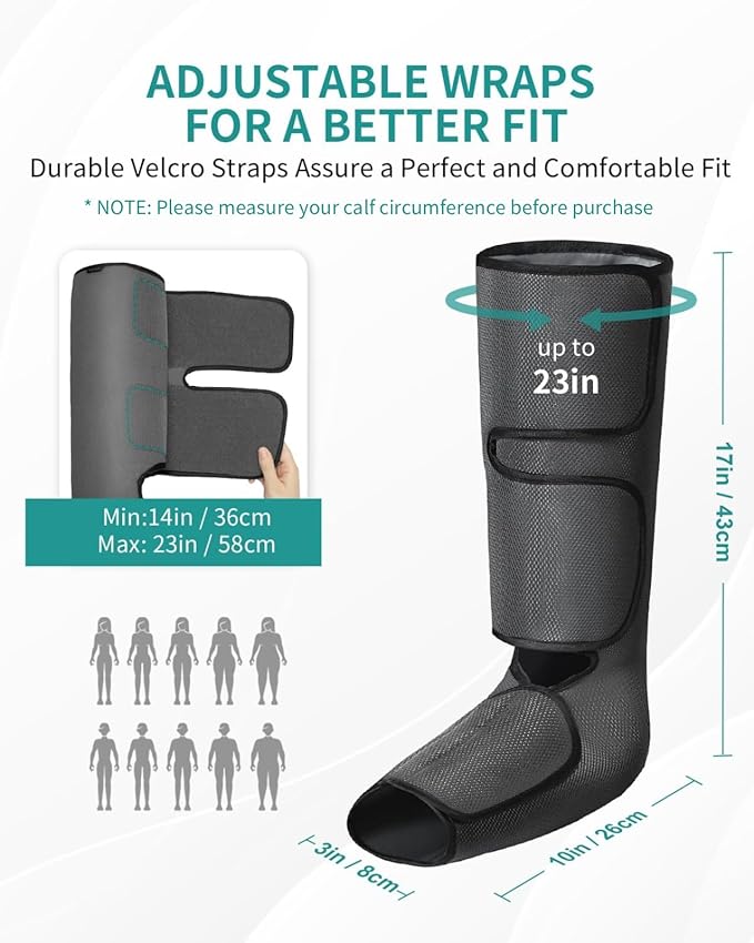 Nekteck Leg Compression Massager for Circulation and Relaxation FSA Eligible Foot and Calf Massage Machine 2 Modes 3 Intensities with Hand-held Controller for Pain Relief HSA Adjustable Leg Wraps