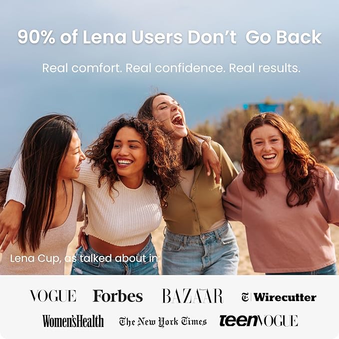 Lena Sensitive Menstrual Cup - Size Large - Ultra-Soft Reusable Silicone Period Cup for Sensitive Anatomy 12-Hour Comfort Gentle &amp Leak-Free Protection (LENA-COR-L)
