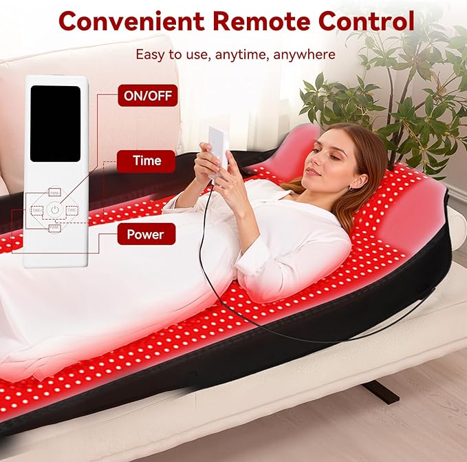 Red Light Therapy Mat for Full Body 74*35 Largest Infrared Red Light Therapy Mat with 1444 LEDs Upgraded Premium TPU Dual Wavelength Infrared Blanket for Back Waist Belly Knee Joint Muscle
