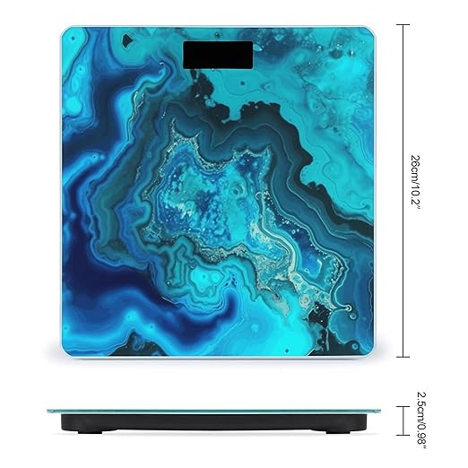 Bright Aqua Blue Turquoise Scale for Body Weight Safe Rounded Corners Tempered Glass Digital Bathroom Scale LED Display 400lb Capacity Weight Scales with High Precision Sensors