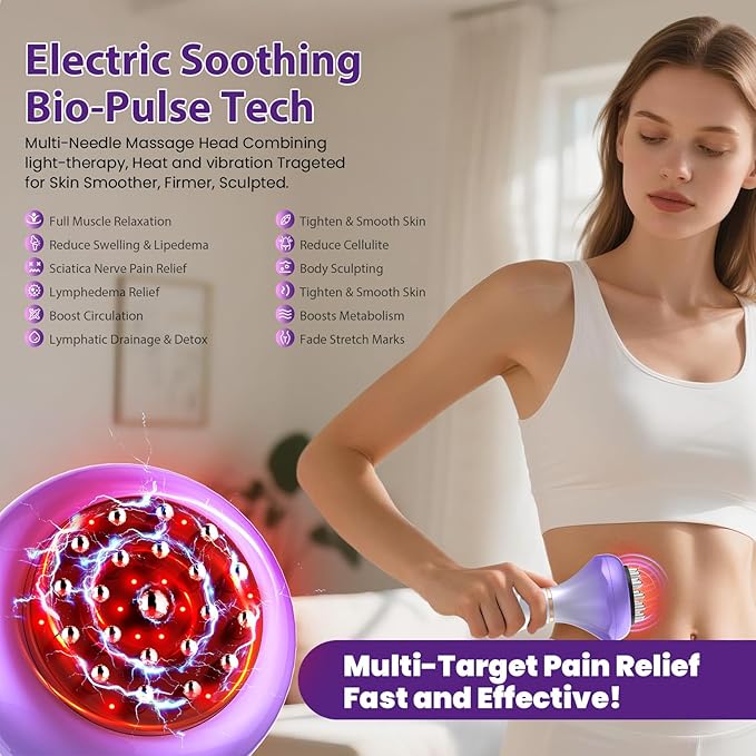 Lymphatic Drainage Massager Anti Cellulite Massage Tool For Thigh &amp Belly Stretch Marks &amp Cellulite Reduction Handheld Massage tools for Sciatica Nerve Legs Arms Hip Muscle Low Back Pai