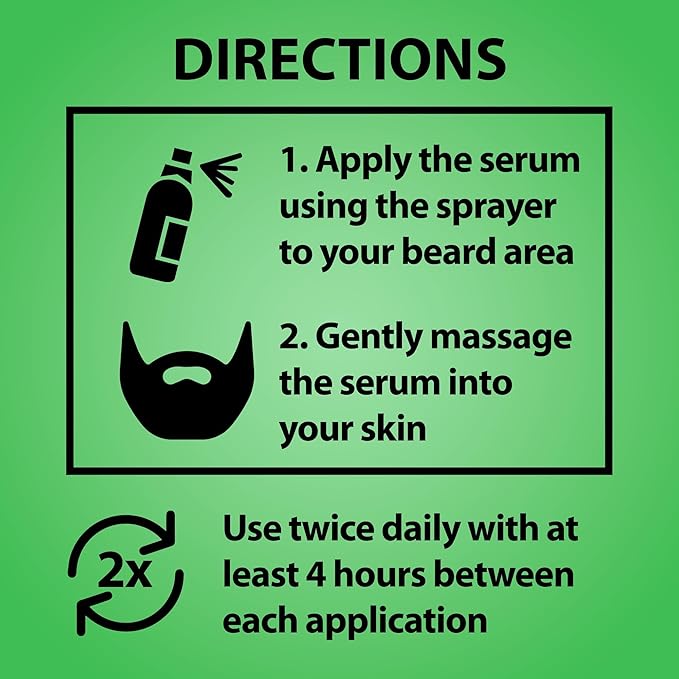 Minoxidil for Beard Growth – 5% Serum with 2X Biotin &amp Rice Water Promotes Thicker Fuller Facial Hair Ideal for Patchy Areas Revitalizes Follicles (Pack of 2)