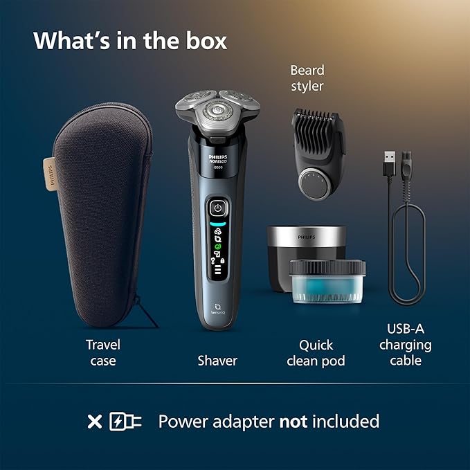 Philips Norelco Shaver i9000 Wet &amp Dry Electric Shaver Taubenblau SenseIQ Technology Triple Lift &amp Cut System 360 Rotating Dual SteelPrecision Precision Blades Beard Styler Model X9001/