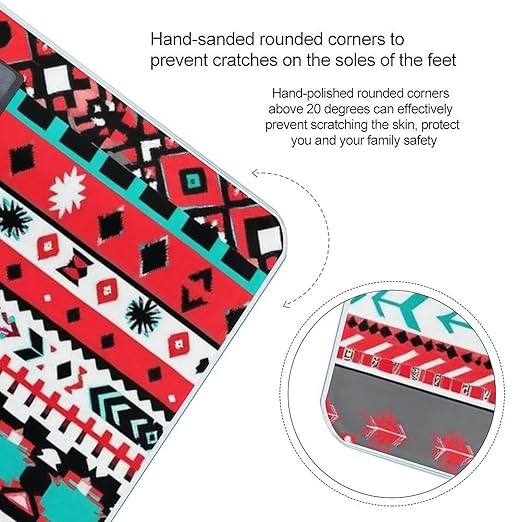 Men's Smart Scale for Body Weight Digital Bathroom Weighing Scale Automatic Switch Energy Saving Scale Geometric Indiana Western Southwest Tribal Ethnic Aztec Red Turquoise