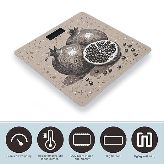 Hand Drawn Fruits Scale for Body Weight Highly Accurate Digital Bathroom Body Scale Digital Bathroom Scales for People Anti-Slip Large LCD Display Smart Scales