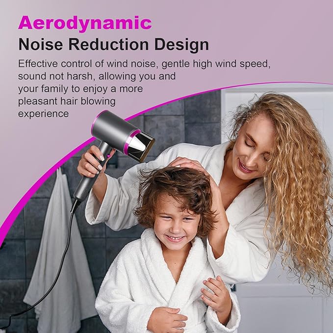 Professional Hair DryerHigh-Speed Ionic Blow Dryer with NozzleConstant TemperatureCompact Lightweight Hair Dryer for Home Salon Travel