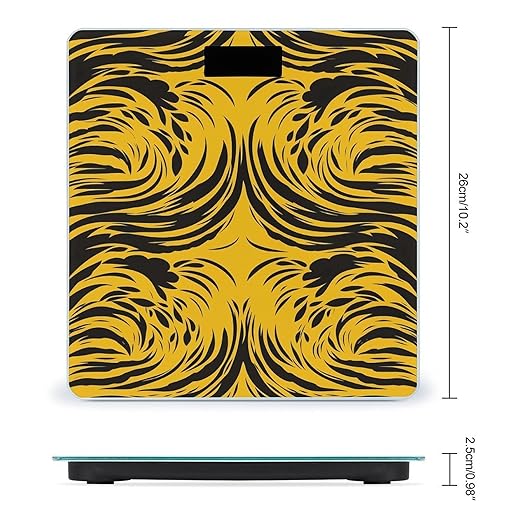 Mustard Yellow and Black Scale for Body Weight Anti-Slip Sturdy Tempered Glass Weighing Machine Highly Digital Accurate Bright LCD Bathroom Scale for Household Gift