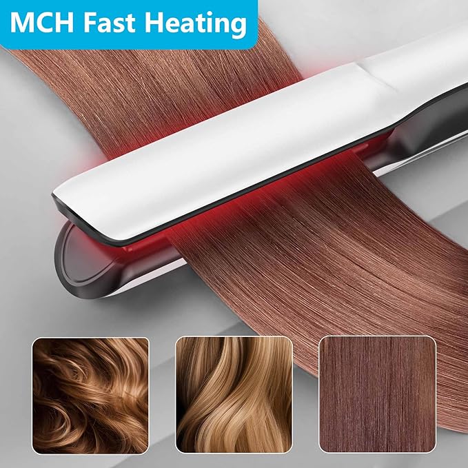 2 in 1 Professional Hair Straightener &amp Curler Titanium Plates with Cool Air Fan 3 Temp Settings (355℉-450℉) Negative Ion for Curly/Thick Hair Essential Oil Diffuser Clips &amp Aromatherapy