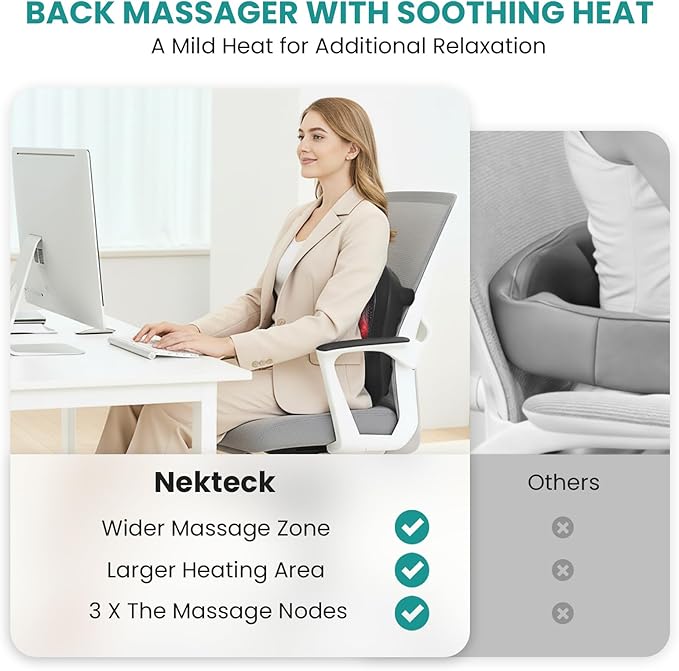 Nekteck Foot Massager with Heat Shiatsu Heated Electric Kneading Foot Massager Machine for Neuropathy Plantar Fasciitis Feet Massage for Pain Relief Circulation Ideal Gifts for Man Woman Her Him