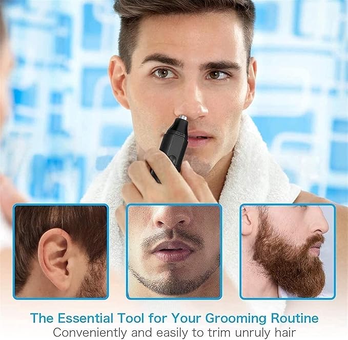 Nose Hair Trimmer for Men Electric Nose and Ear Hair Trimmer with 360° Rotating Painless Dual Edge Blades Waterproof Mute Motor Battery Operated