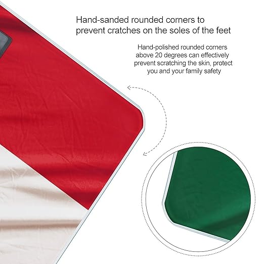 Italy Flag Digital Bathroom Scale for Body Weight Weighing Scale with Backlit LCD Display High Precision Measurements &amp Measures Weight Up to 180kg