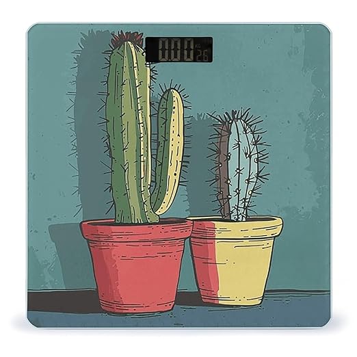 Cactus in Jar Dish Scale for Body Weight Highly Accurate Digital Bathroom Body Scale Digital Bathroom Scales for People Anti-Slip Large LCD Display Smart Scales