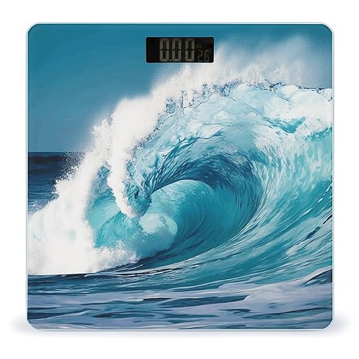 Ocean Wave3 Weight ScaleClear LED Display Bathroom Digital Weighing ScaleTempered Glass Digital Bathroom Scale for Body Weight Capacity Up to 400 Lbs
