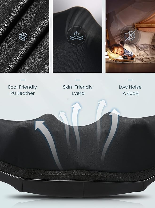 Careboda Shiatsu Neck and Back Massager with Soothing Heat Electric Shoulder Massage 8 Nodes Deep Tissue 3D Kneading Massages for Pain Relief Best Christmas Gifts for Man Woman Friends Parents
