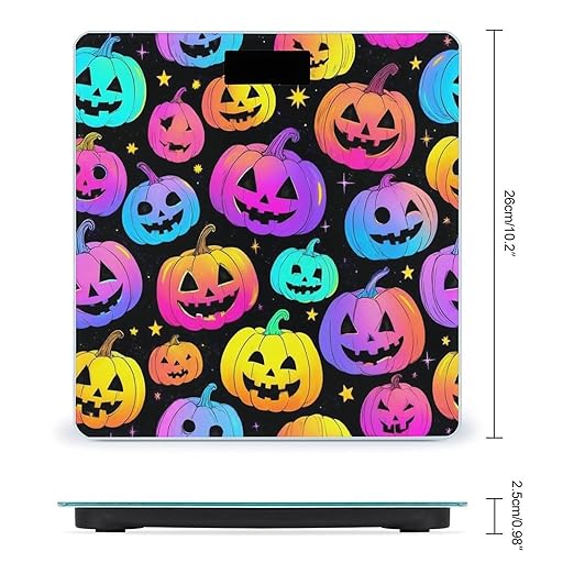 Men's Smart Scale for Body Weight Digital Bathroom Weighing Scale Automatic Switch Energy Saving Scale Halloween Trippy Neon Pumpkin Skull